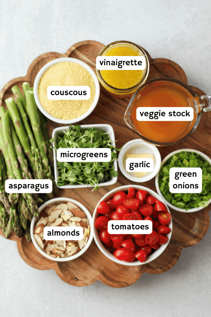 All of the ingredients needed to make this salad.