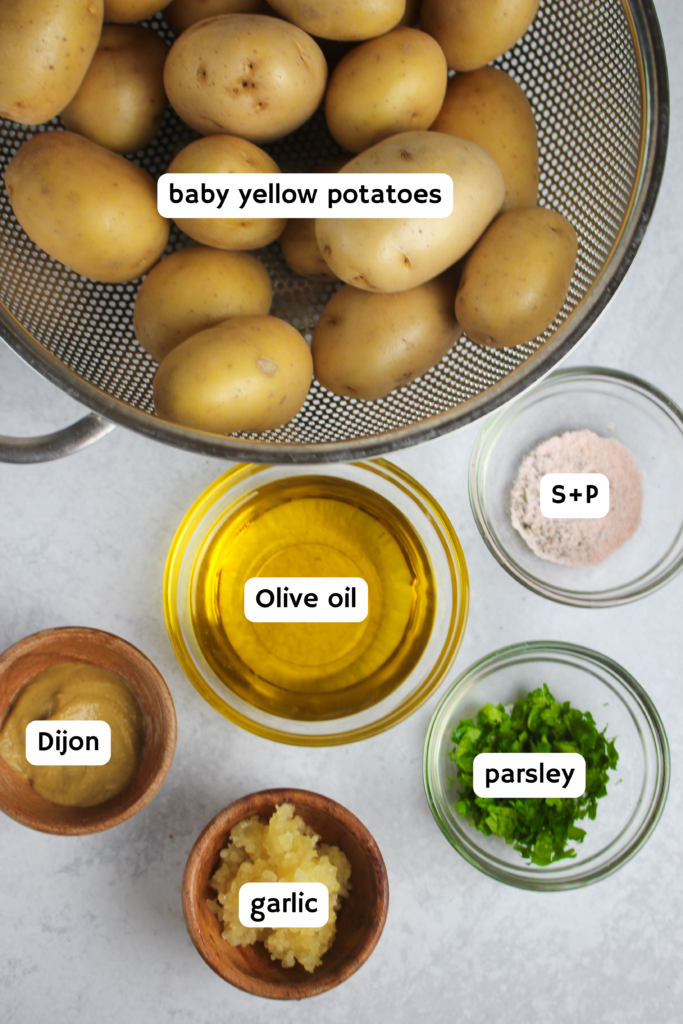 All of the ingredients needed to make this potato dish.