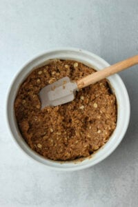 The dry ingredients have been mixed into the bowl.
