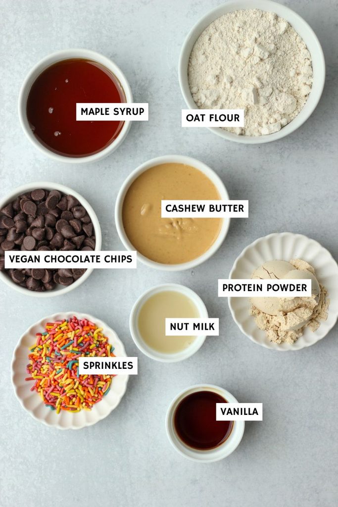 All of the ingredients needed to make these protein balls.