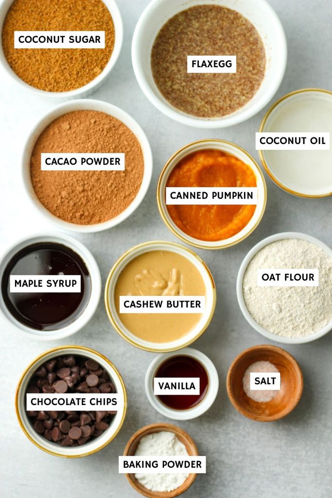 All of the ingredients needed to make these vegan pumpking brownies.