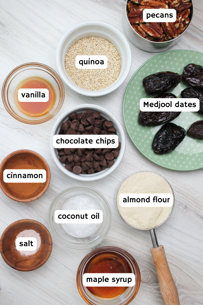 All of the ingredients needed to make these pecan pie bites.