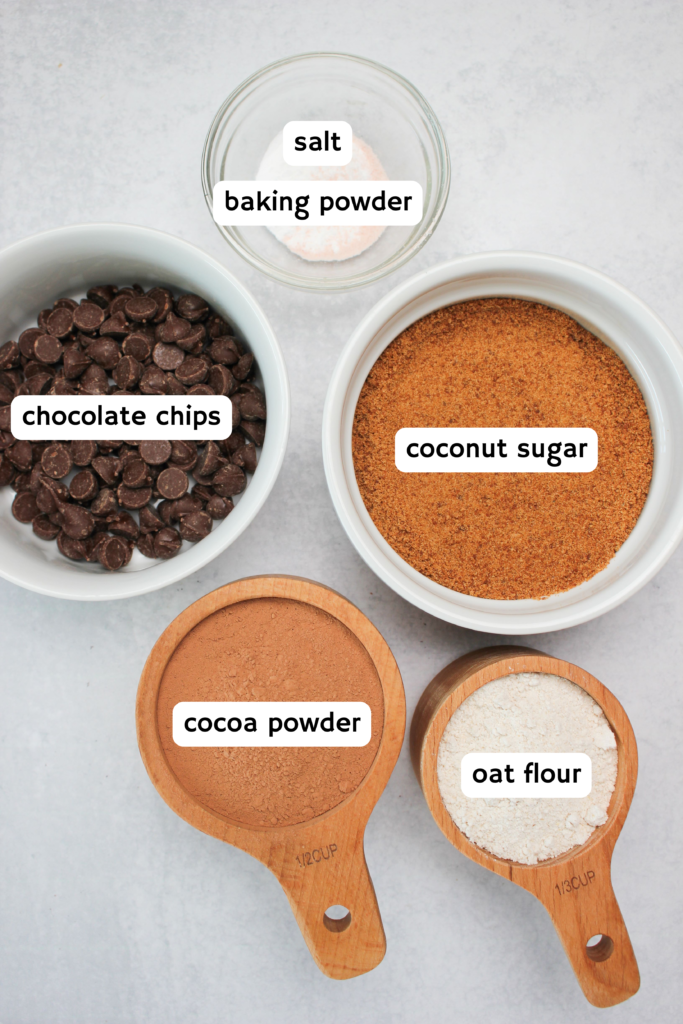 All of the dry ingredients needed to make these brownies.