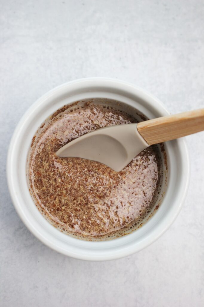 Making the flax egg in a ramakin.