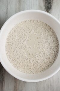 The wet ingredients in a white bowl.