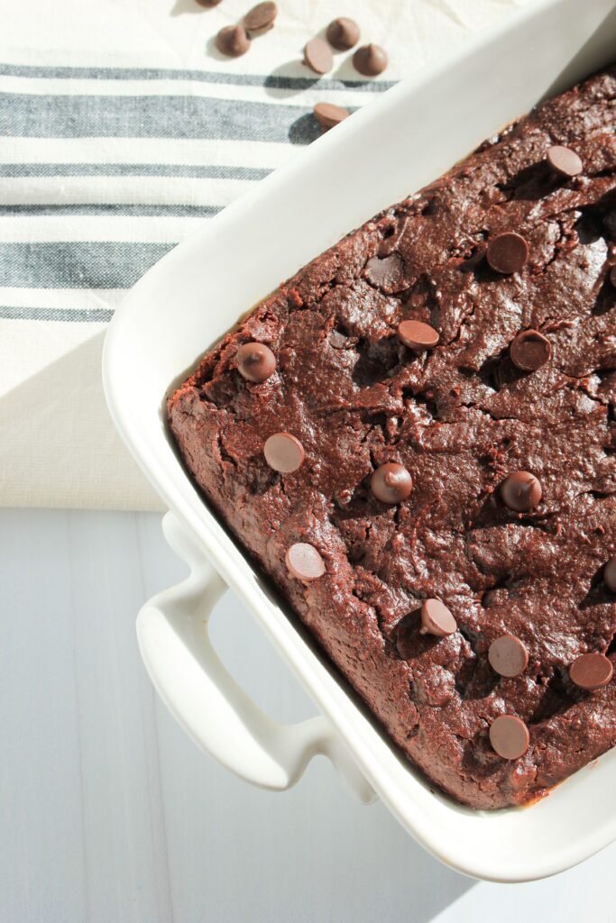 The pumpkin brownies just came out of the oven.