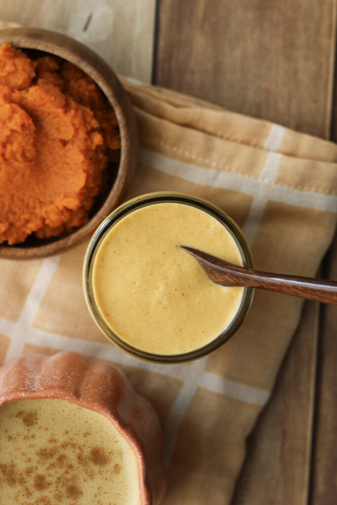 The creamer has been poured into a mason jar and is ready to enjoy.