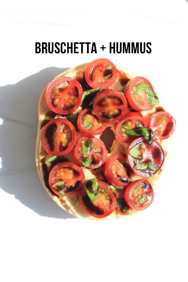 Bruschetta and hummus bagel recipe (vegan)