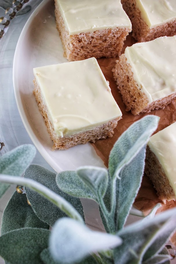 Plated Healthier White Chocolate Peppermint Rice Krispie Treats.