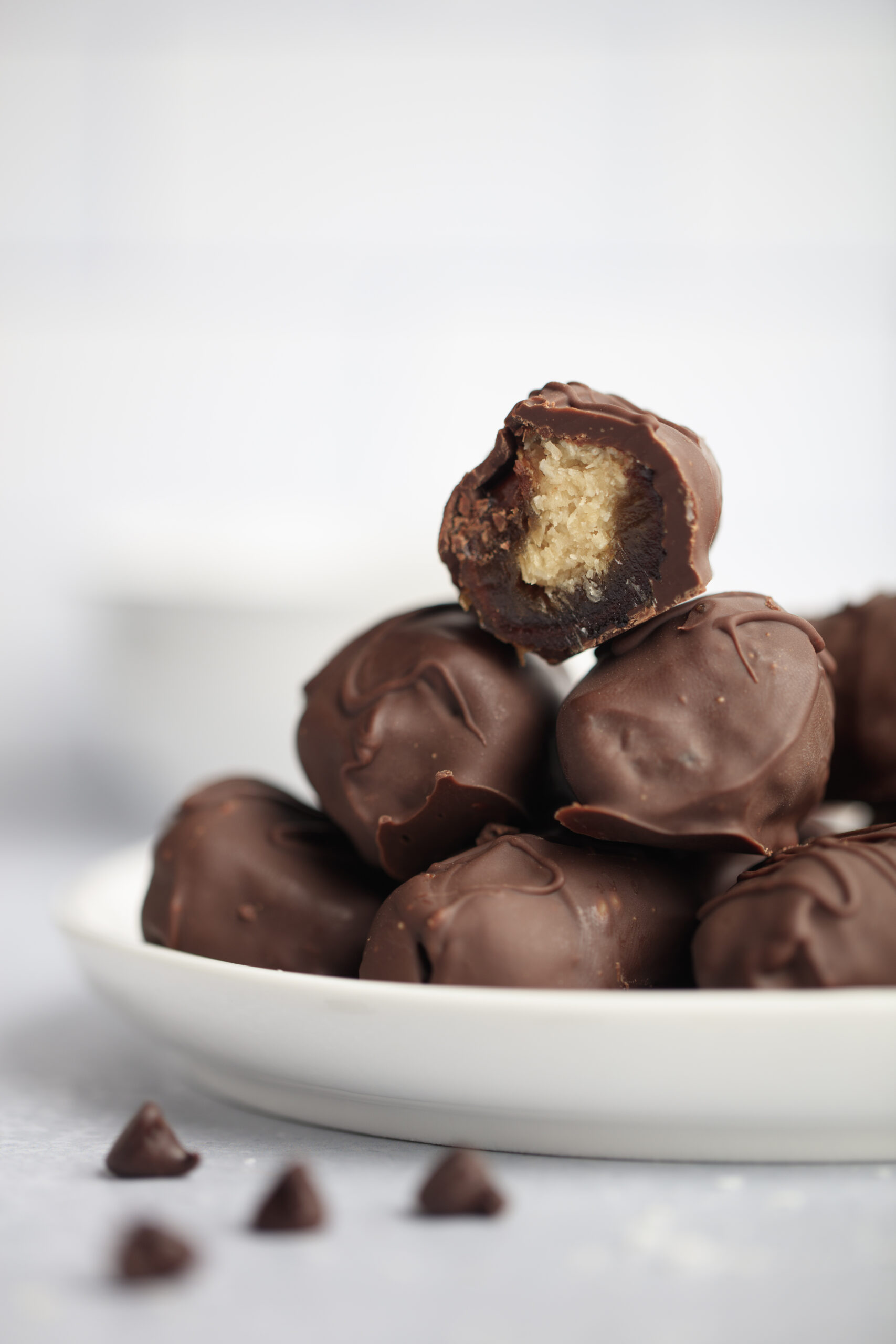 A bowl of these coconut stuffed dates.