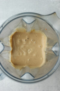 All of the ingredients have been blended in the blender.