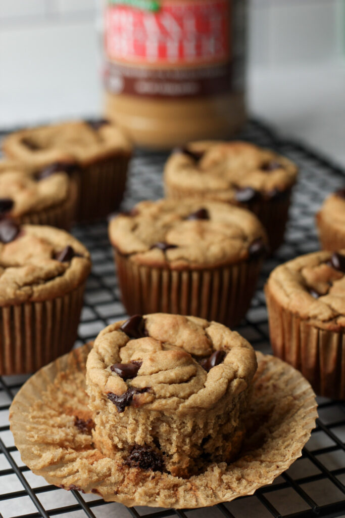The peanut butter blender muffins are cooling and ready to eat.