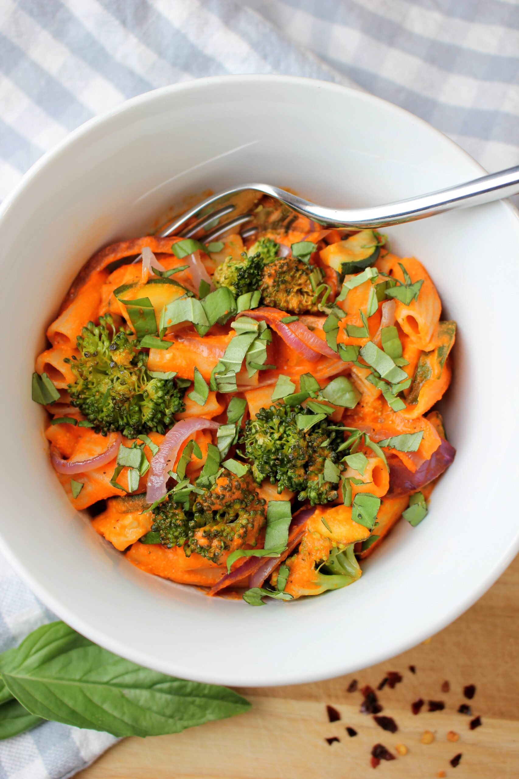 Vegan Roasted Bell Pepper and Veggie Pasta The Happy and Wholesome Mommy