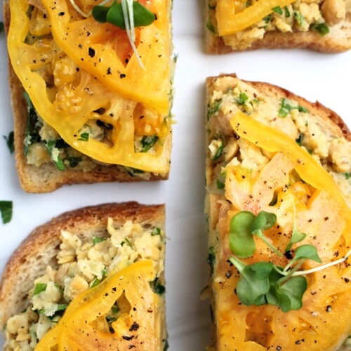 Chickpea Smash Toast with Fresh herbs