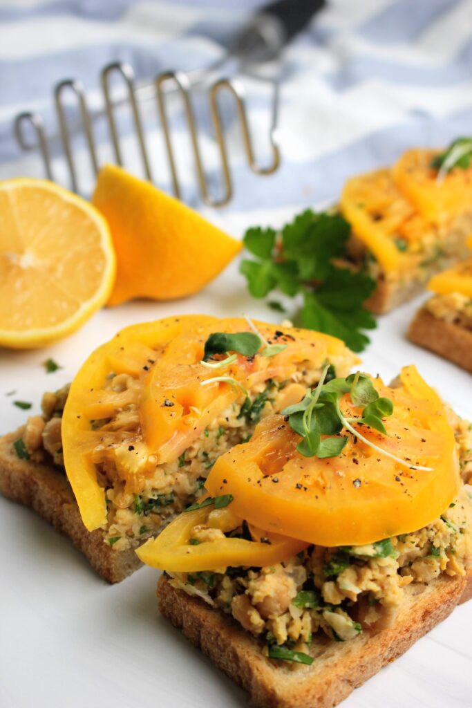 Chickpea Smash Toast with Fresh herbs