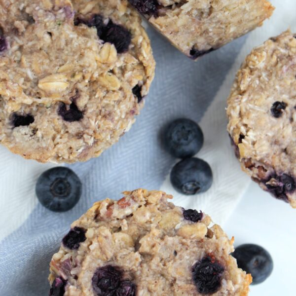 One-Bowl Vegan Coconut Oat Blueberry Muffins