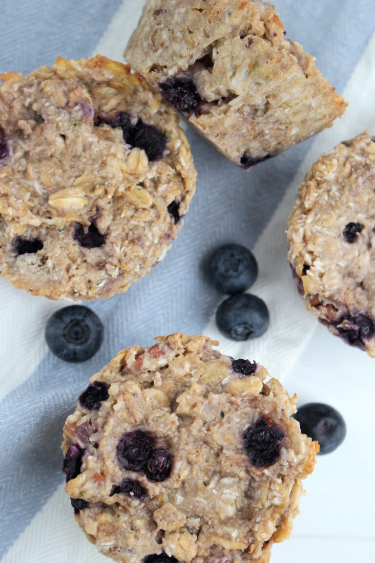 One-Bowl Vegan Coconut Oat Blueberry Muffins