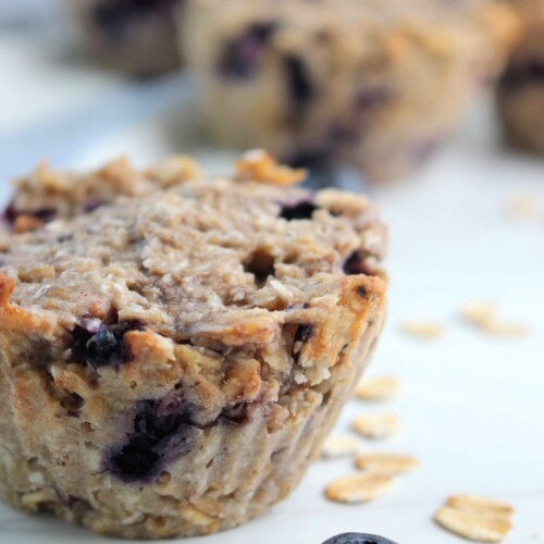 One-Bowl Vegan Coconut Oat Blueberry Muffins