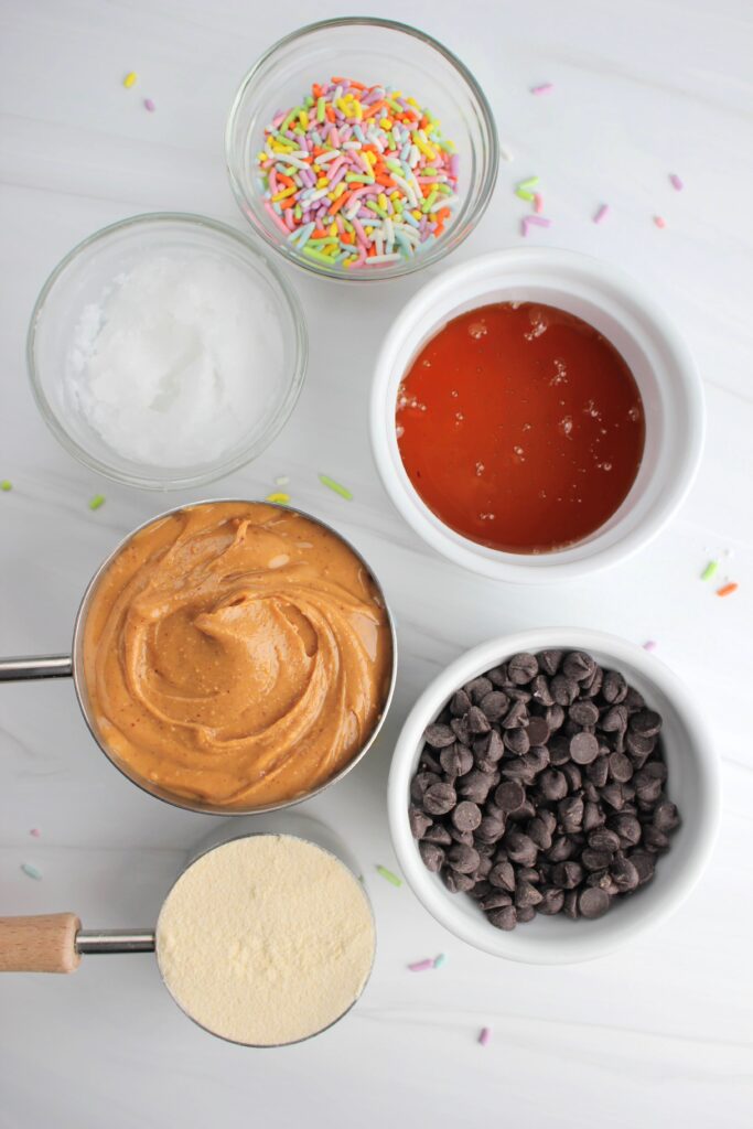 The ingredients needed to make these chocoalte candies.