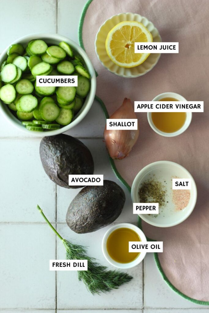 All of the ingredients needed to make this salad.