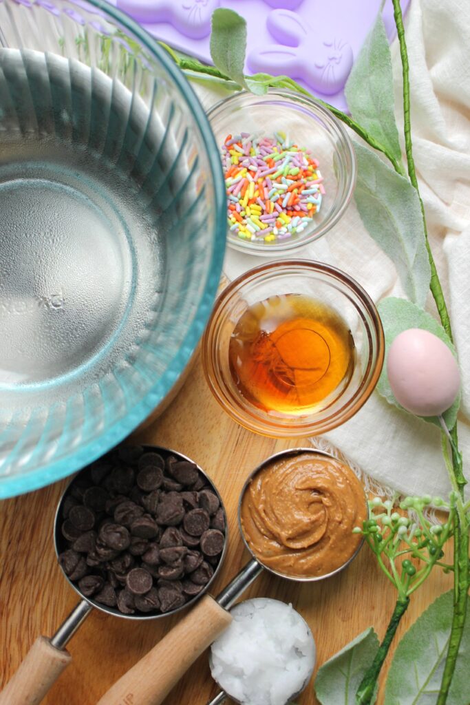 All of the ingredients needed to make these chocolates.