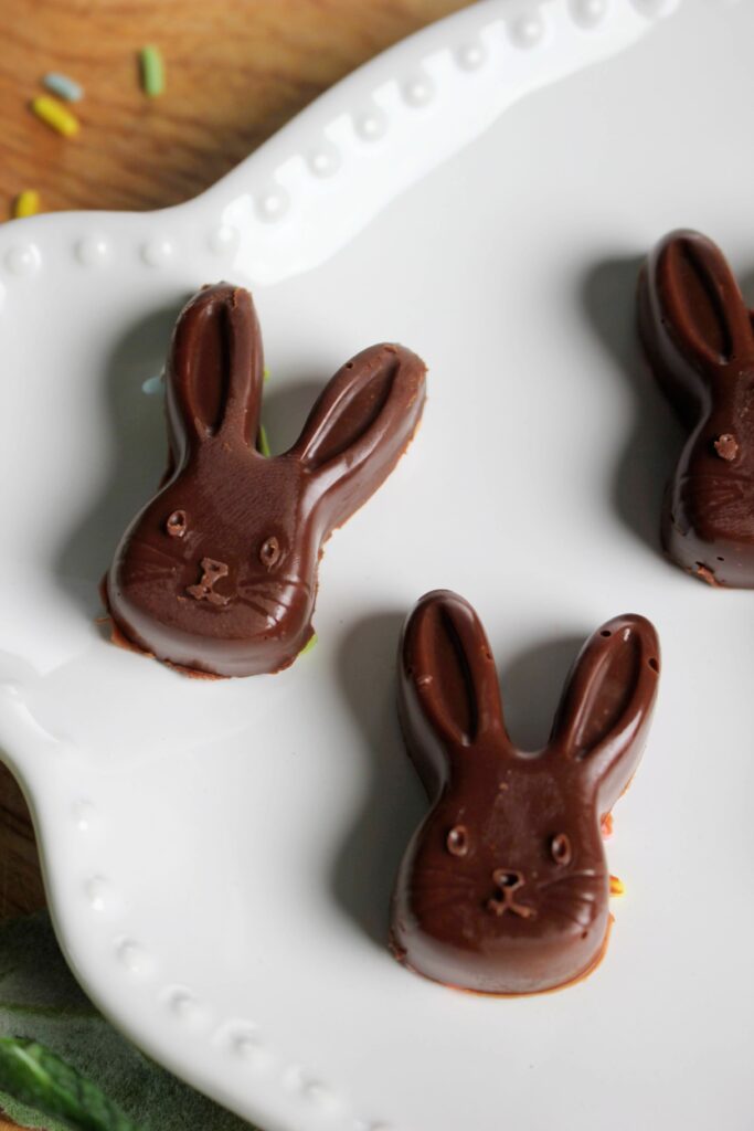 Homemade Peanut Butter Chocolates are on a plate and are ready to serve.