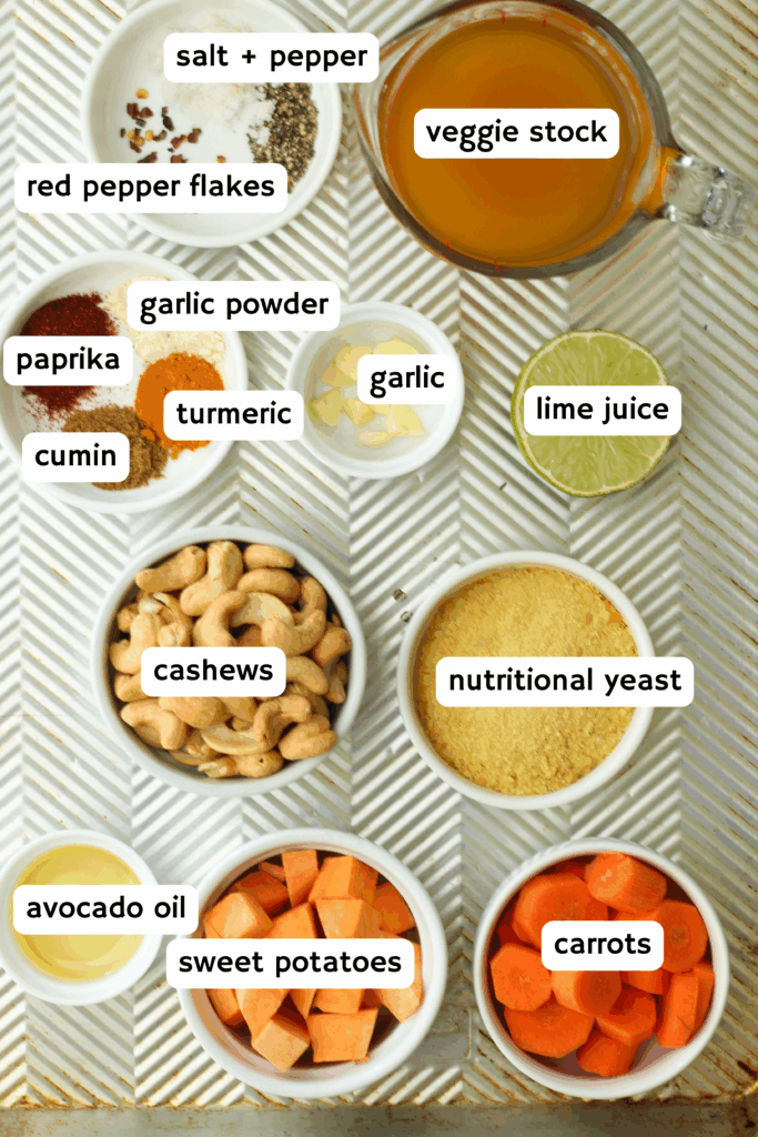 All of the ingredients needed for this cashew crema.