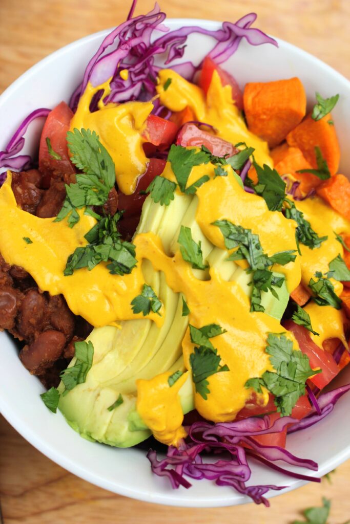 Up close picture of this sweet potato bowl.