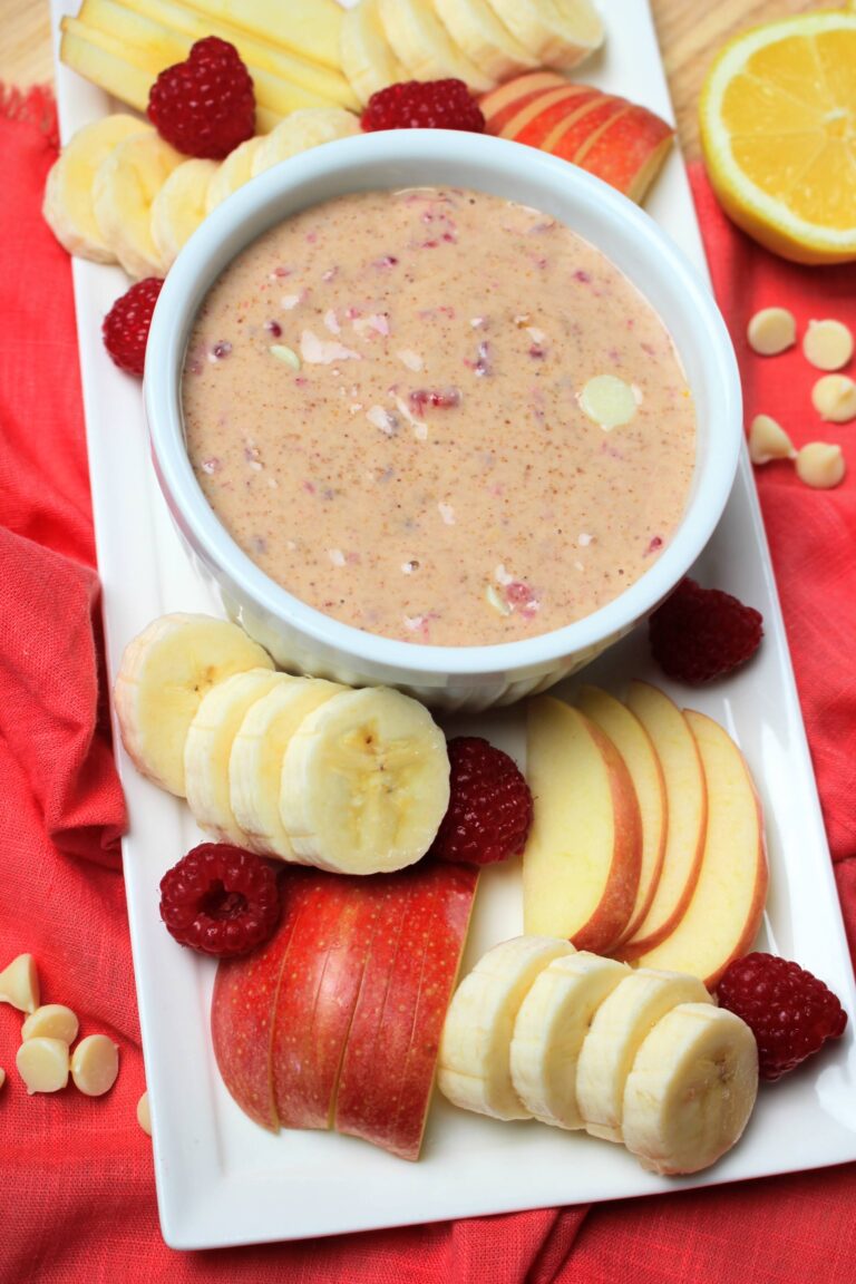 Easy Lemon Raspberry Power Yogurt Dip (dairy-free)