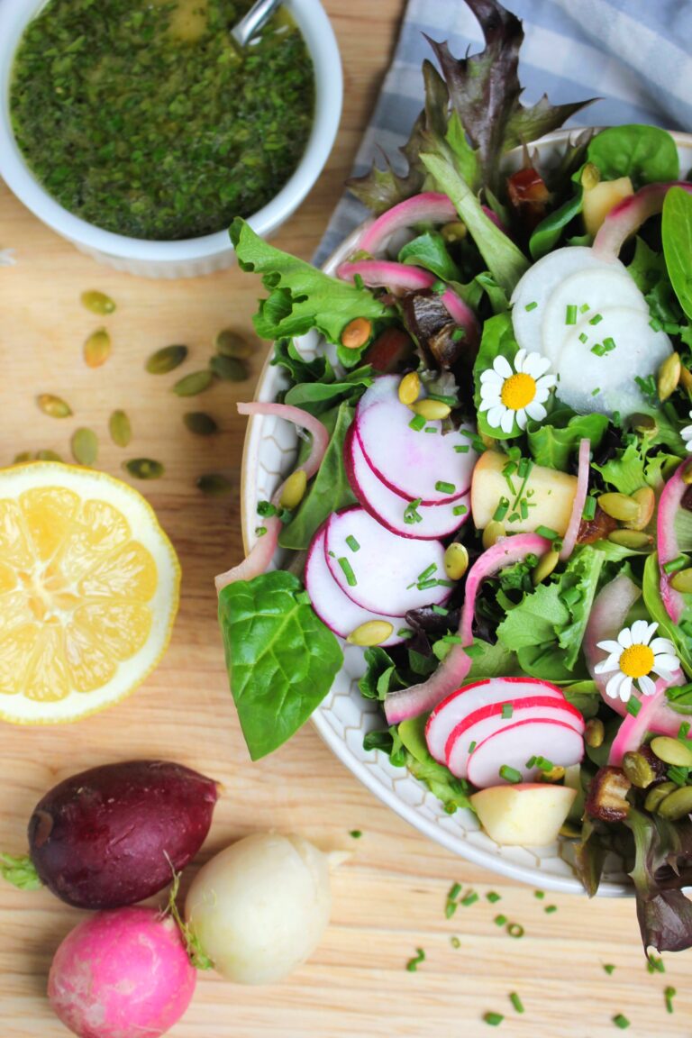Spring Vegetable Salad with Fresh Mint Dressing