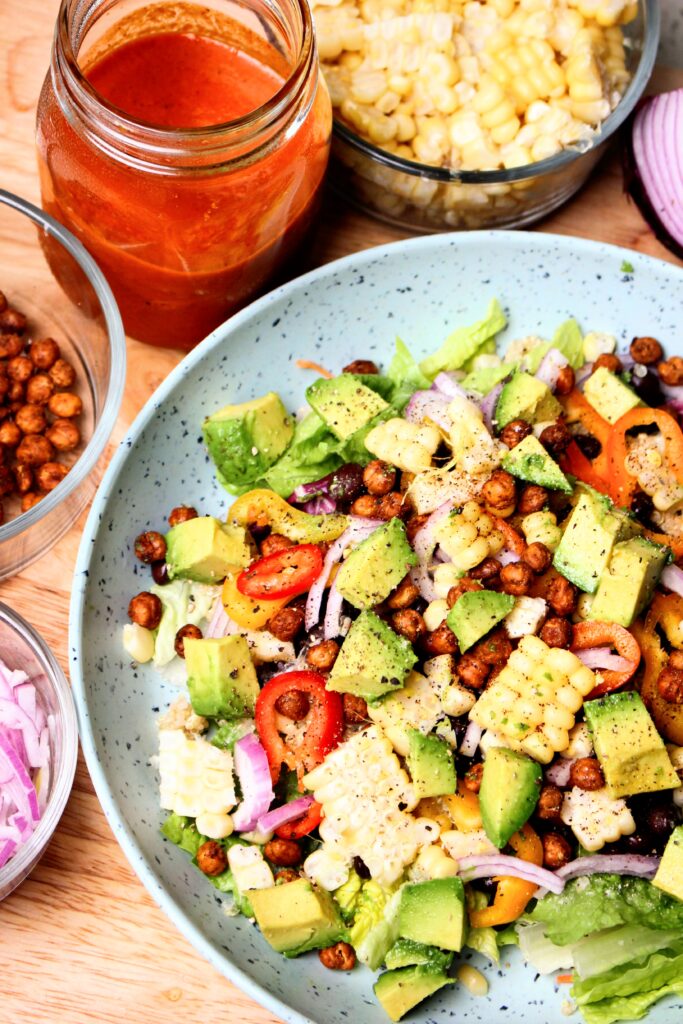 Mexican salad with a side of the Chipotle dressing,