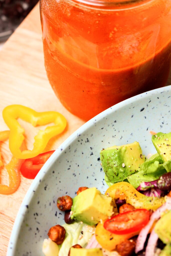 Mexican salad and Chipotle Roasted Bell Pepper Dressing