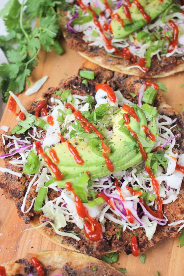 Easy Vegan Crispy Fried Tortillas with Black Beans