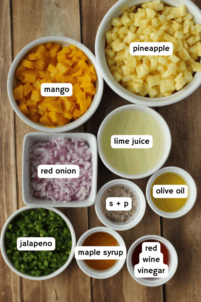 All of the ingredients needed to make this salsa.