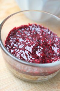 I just added the berry jam to all four cups as the next layer.