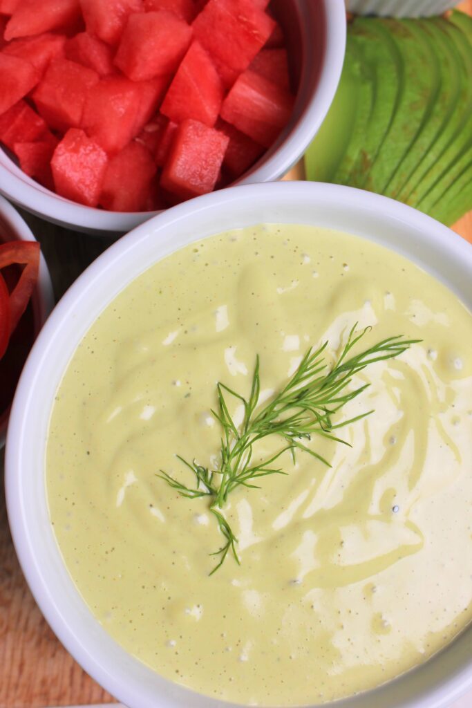 Homemade vegan dill dressing.