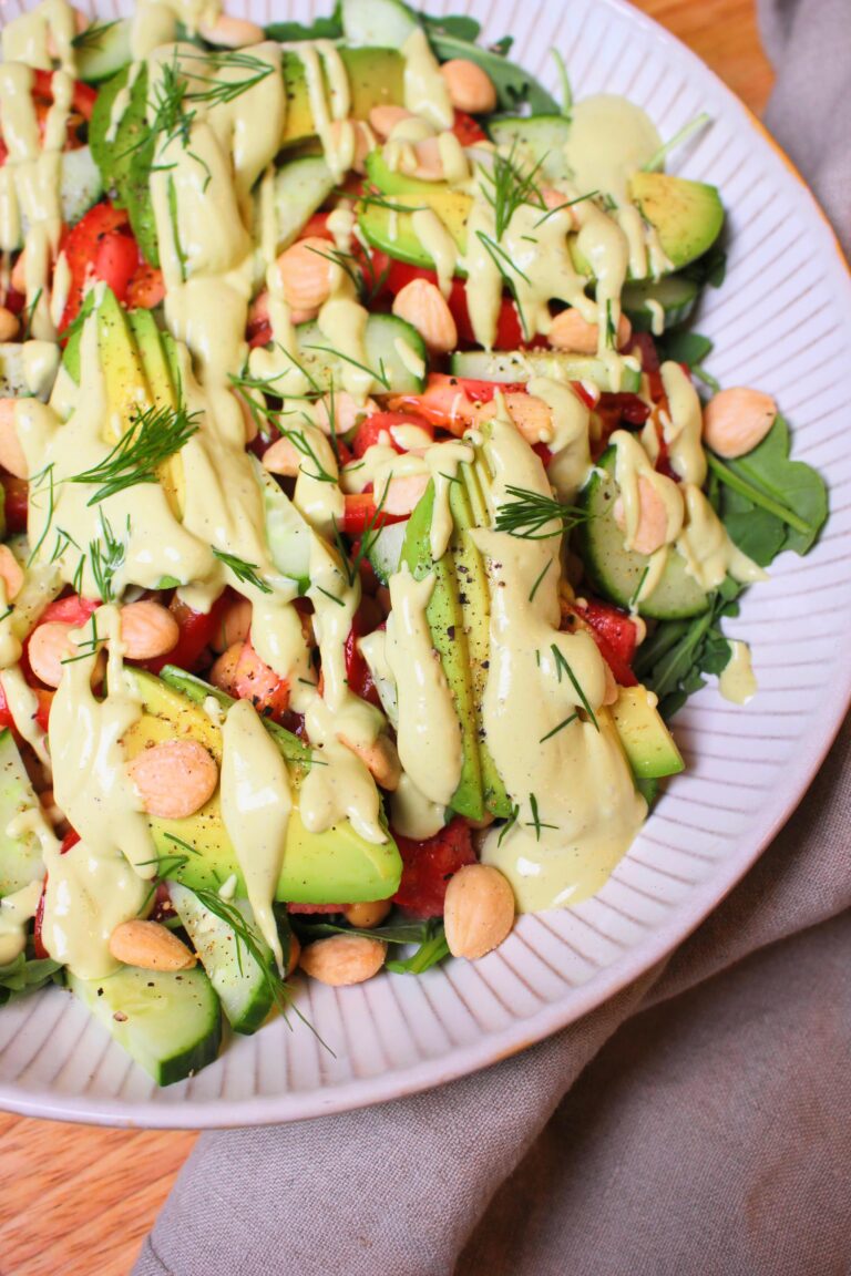 Summer Arugula Salad with Creamy Vegan Dill Dressing 