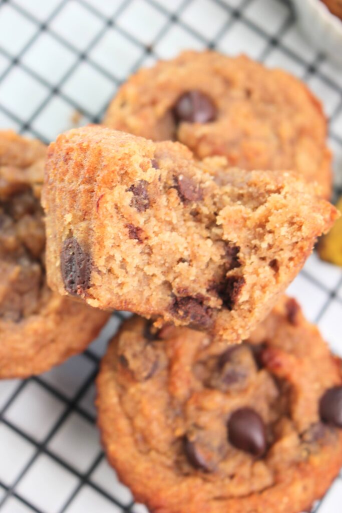 A bite out of these plant-based muffins.