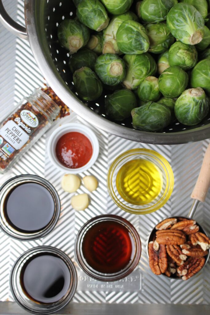 All of the ingredients you need for these roasted brussels sprouts.
