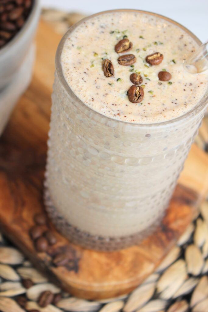 An up close picture of the coffee smoothie.
