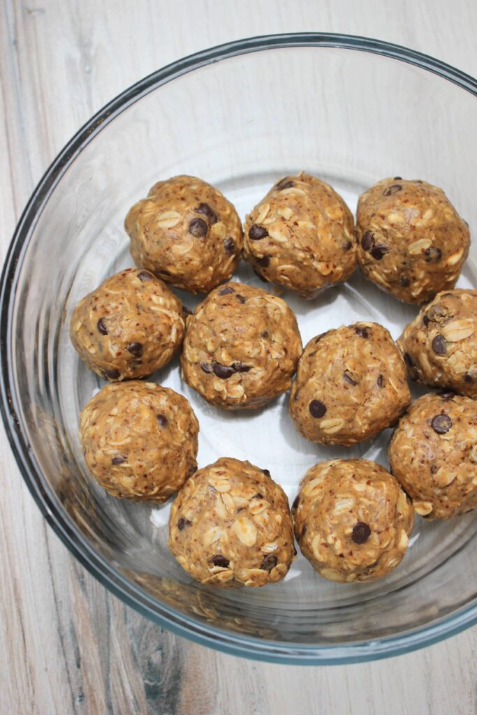 Just finished rolling the protein balls and placed them in a bowl.