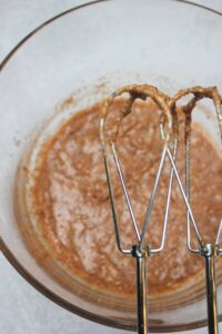 The wet ingredients in a bowl after mixing.