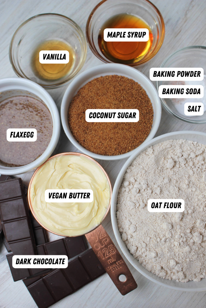 All of the ingredients you need to make these vegan cookies.