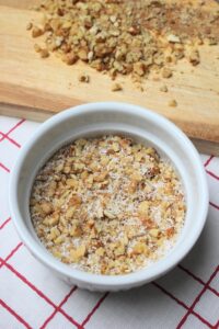 Just chopped nuts and added them along with shredded coconut to a small bowl.