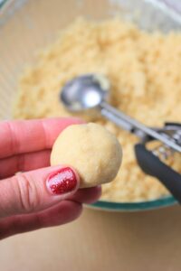 A ball of dough in my hands.