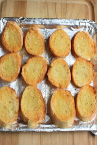 The toasts are browned and ready to eat.