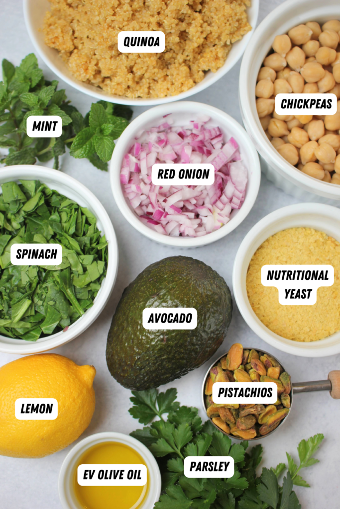 All of the ingredients needfed to make this salad.