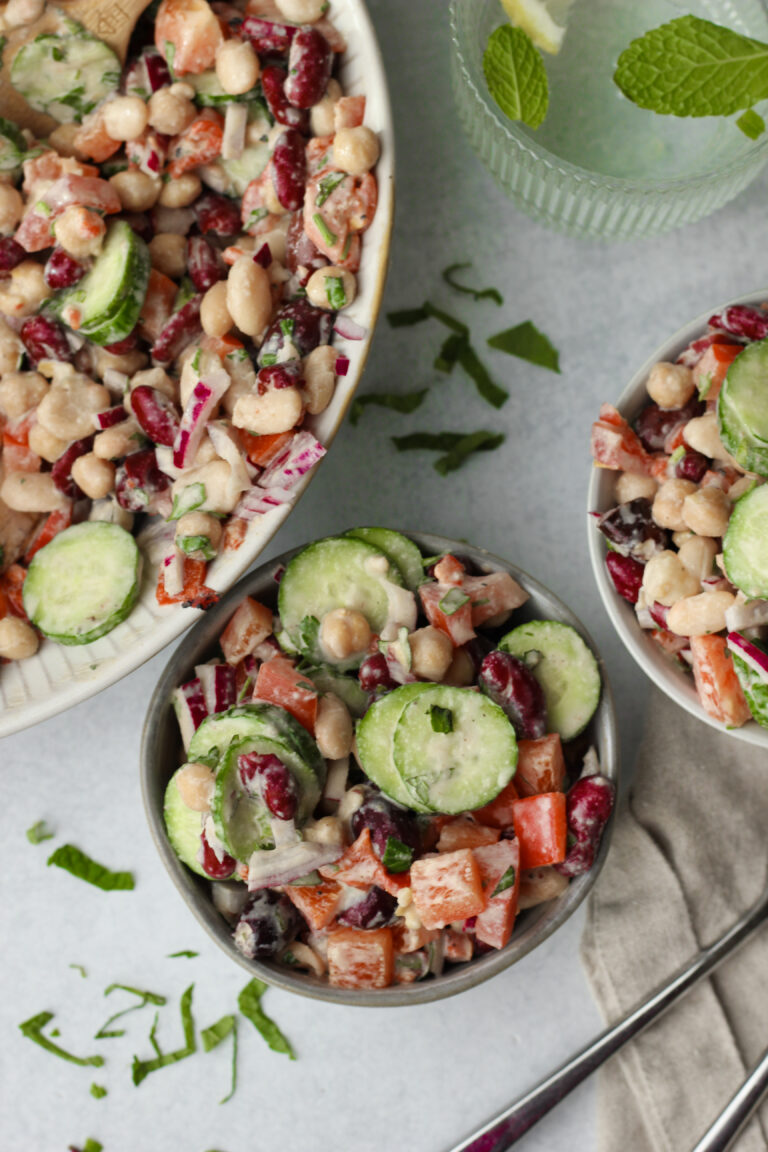 Easy Vegan Three Bean Mediterranean Salad