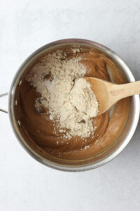 Just added the flour and protein powder to the pot.