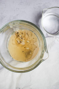 Just added water to the bowl of dressing ingredients.